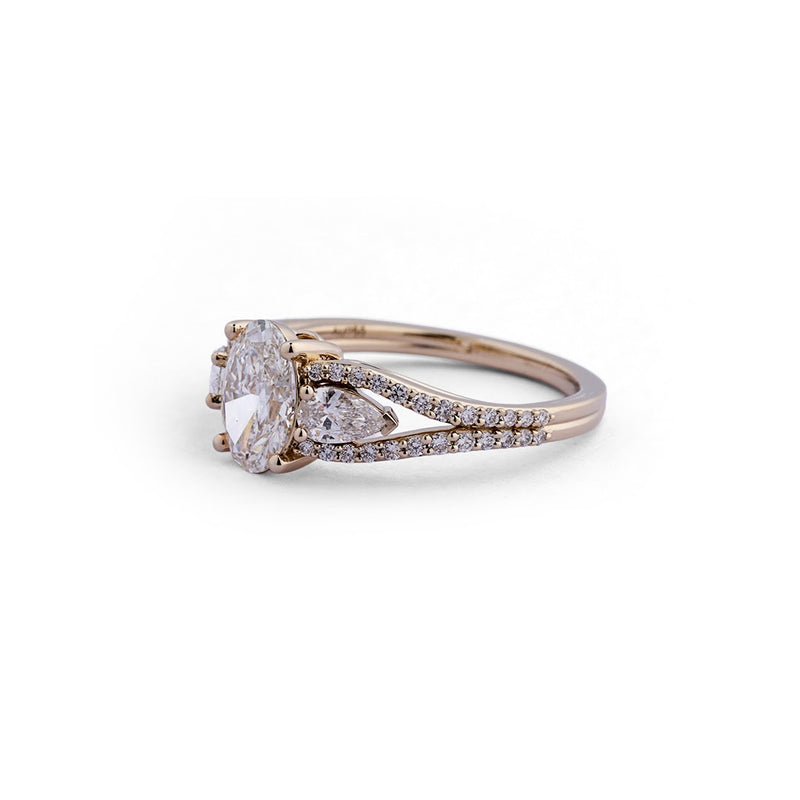 Oval Split-Shank Lab-Grown Diamond Ring - angled view