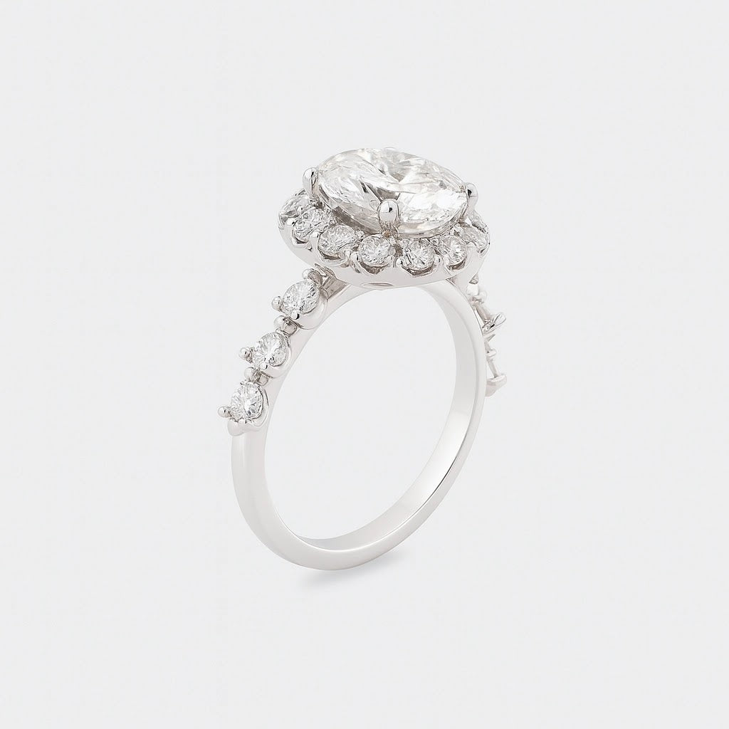 Grandeur Round Halo Split-Pavé Ring — profile view