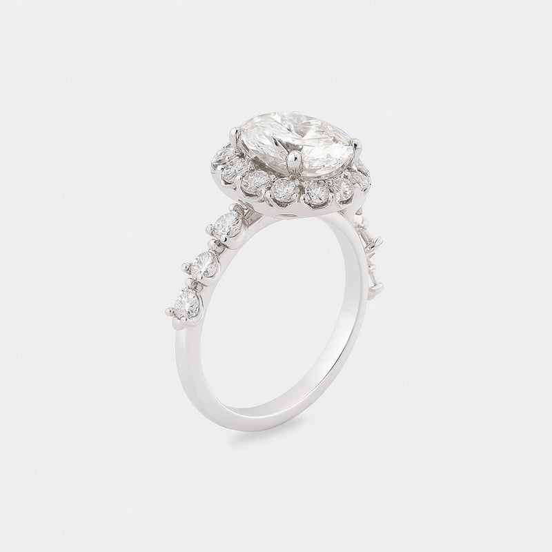Grandeur Round Halo Split-Pavé Ring — profile view
