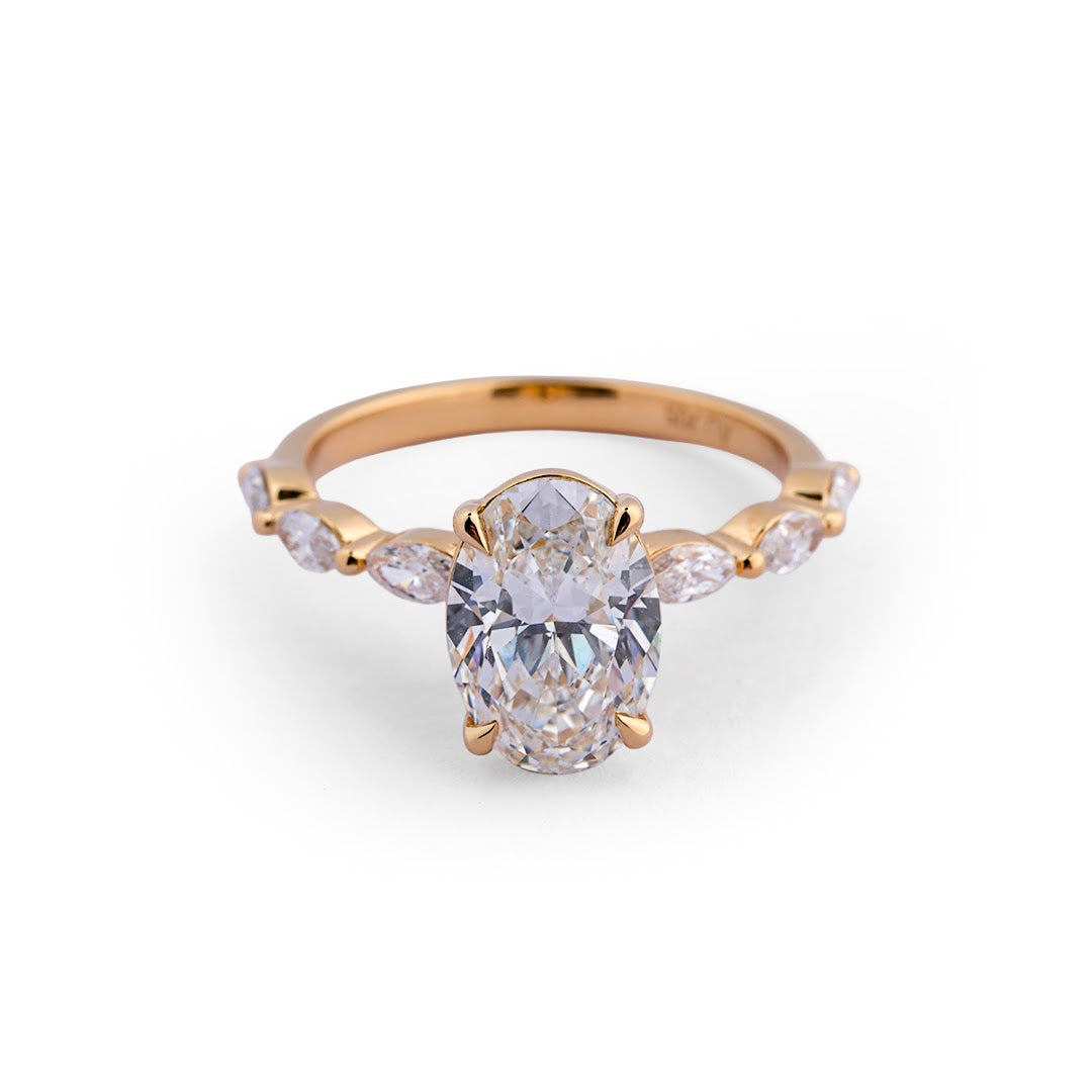 Oval Marquise Shoulder Lab-Grown Diamond Ring - side view