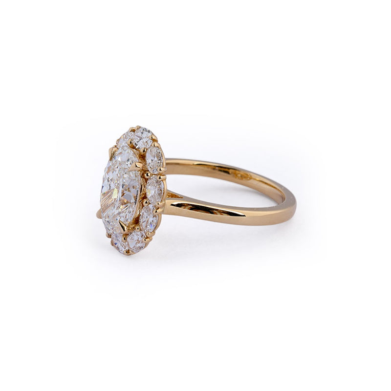 Oval Petal Halo Lab-Grown Diamond Ring - angled view