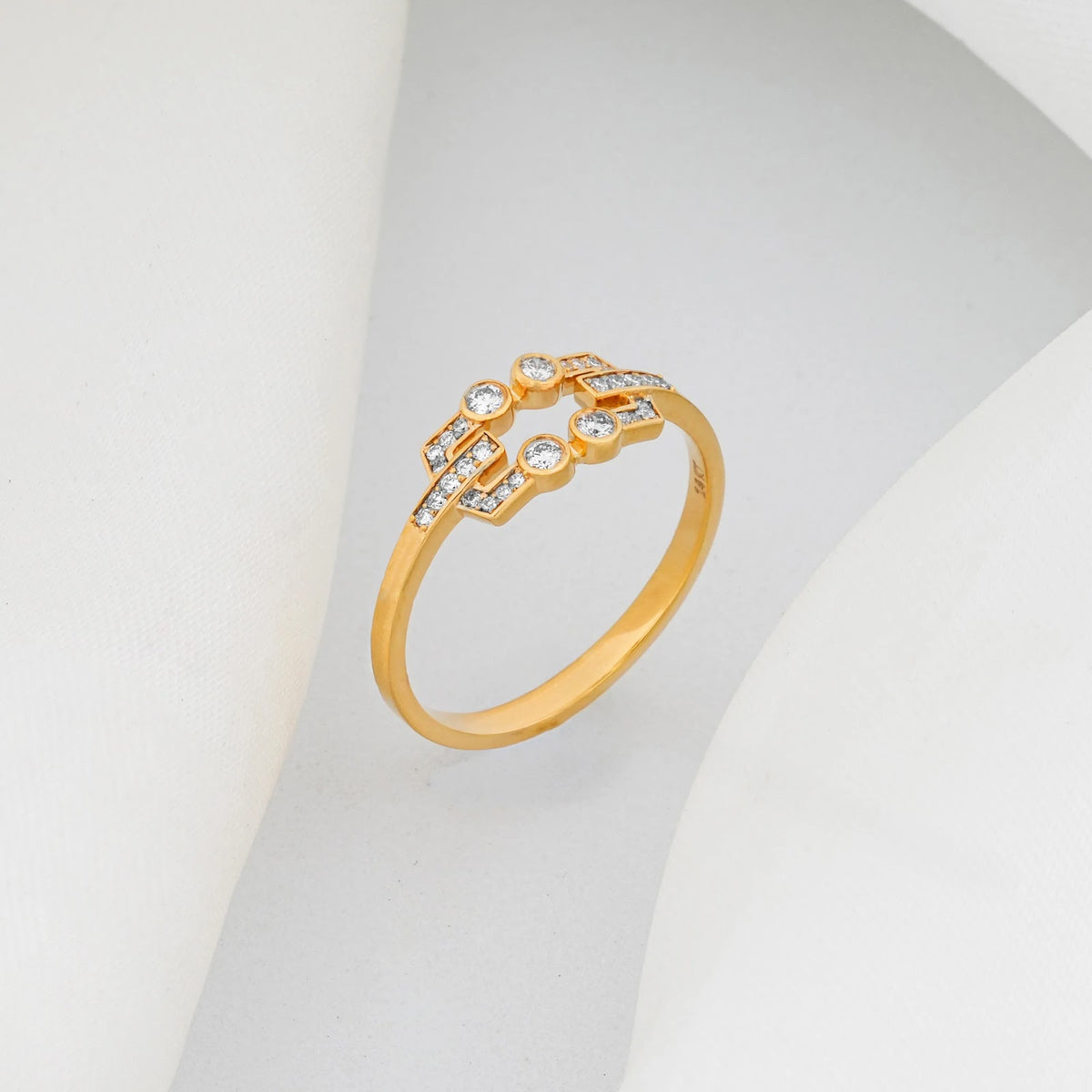 Celeste Triple-Line Bezel Diamond Band — angled view