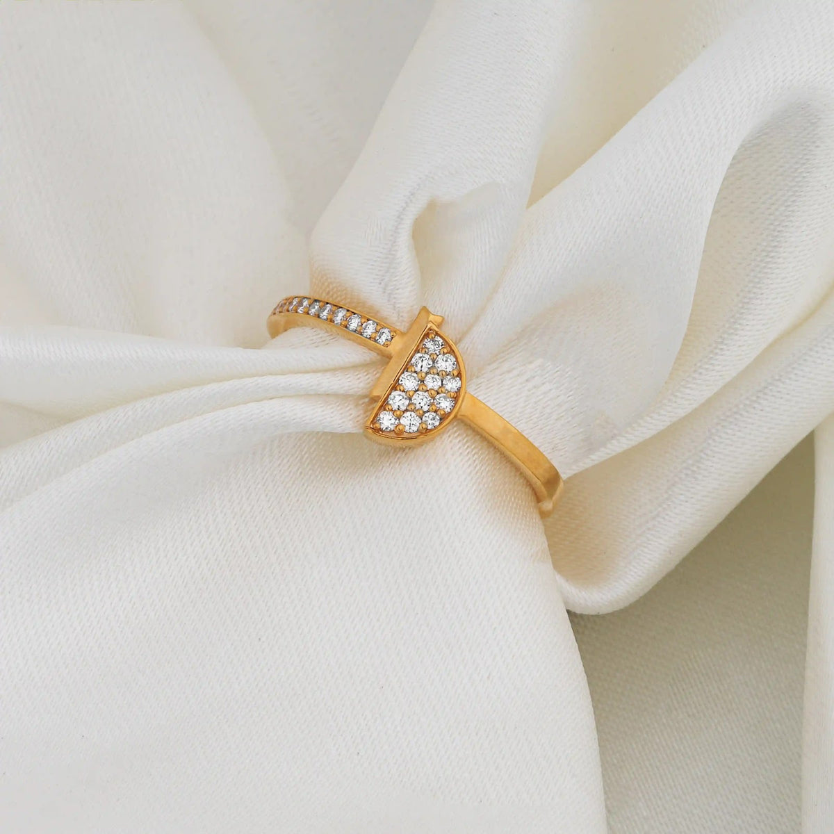 Vesper Pavé Shield Bypass Ring — worn view