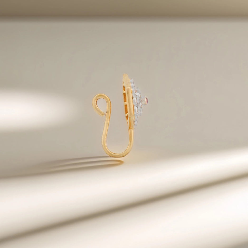 0.09 Ct Round Lab-Grown Diamond with 0.01 Ct Lab-Grown Colourstone Nose Pin — view 2