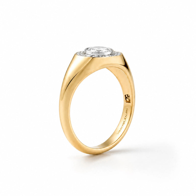Aegis Marquise Eye Halo Signet Ring — profile view