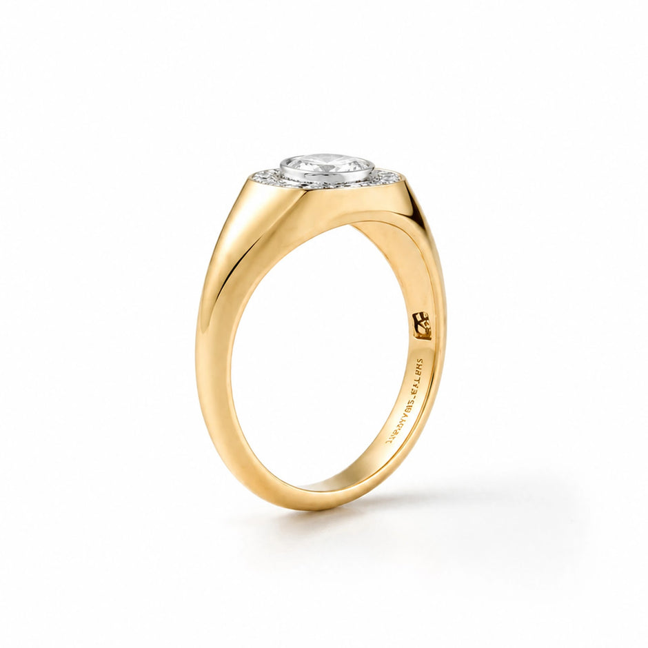 Aegis Marquise Eye Halo Signet Ring — profile view
