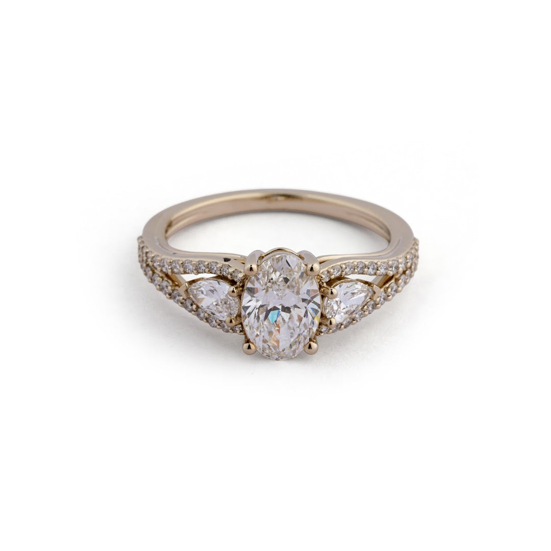 Oval Split-Shank Lab-Grown Diamond Ring - side view
