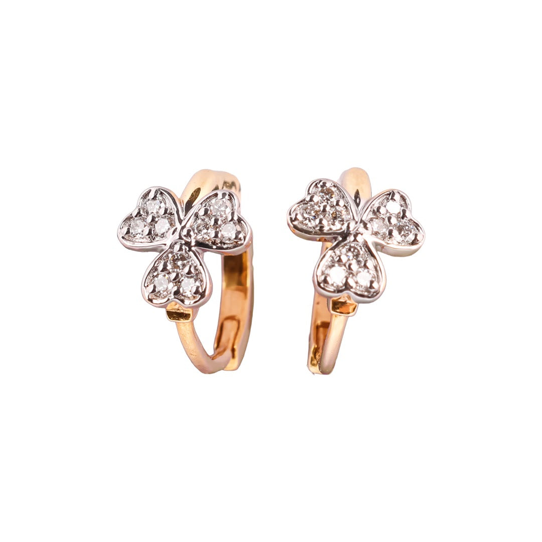Clovia Belle Petite Clover Floral Diamond Huggie Earrings