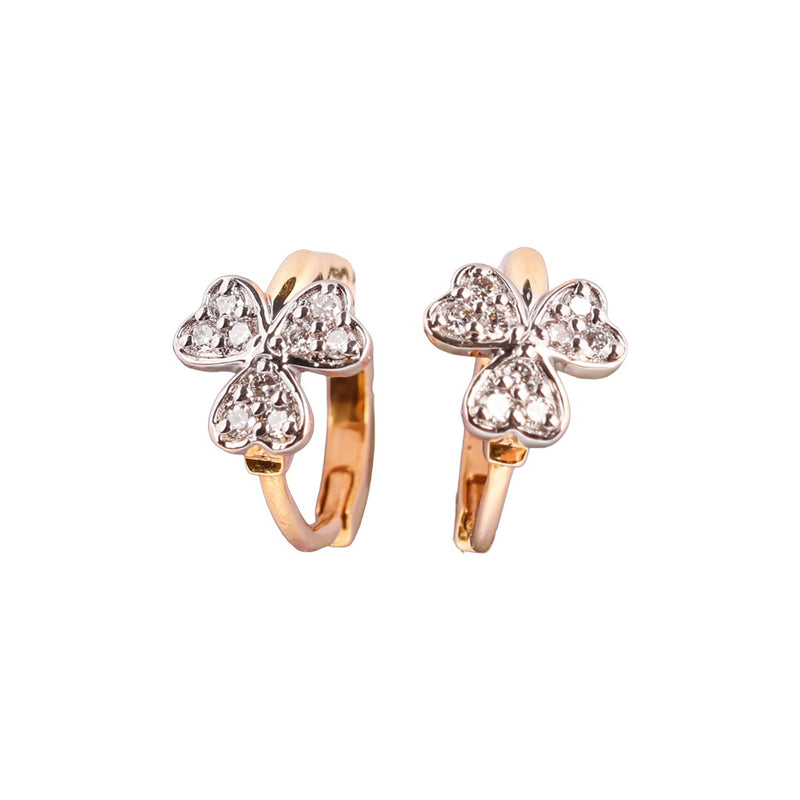 Clovia Belle Petite Clover Floral Diamond Huggie Earrings