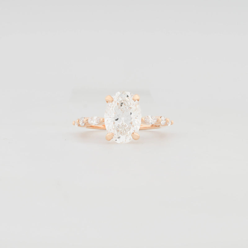 Mira Oval Petal-Side Diamond Ring — front view