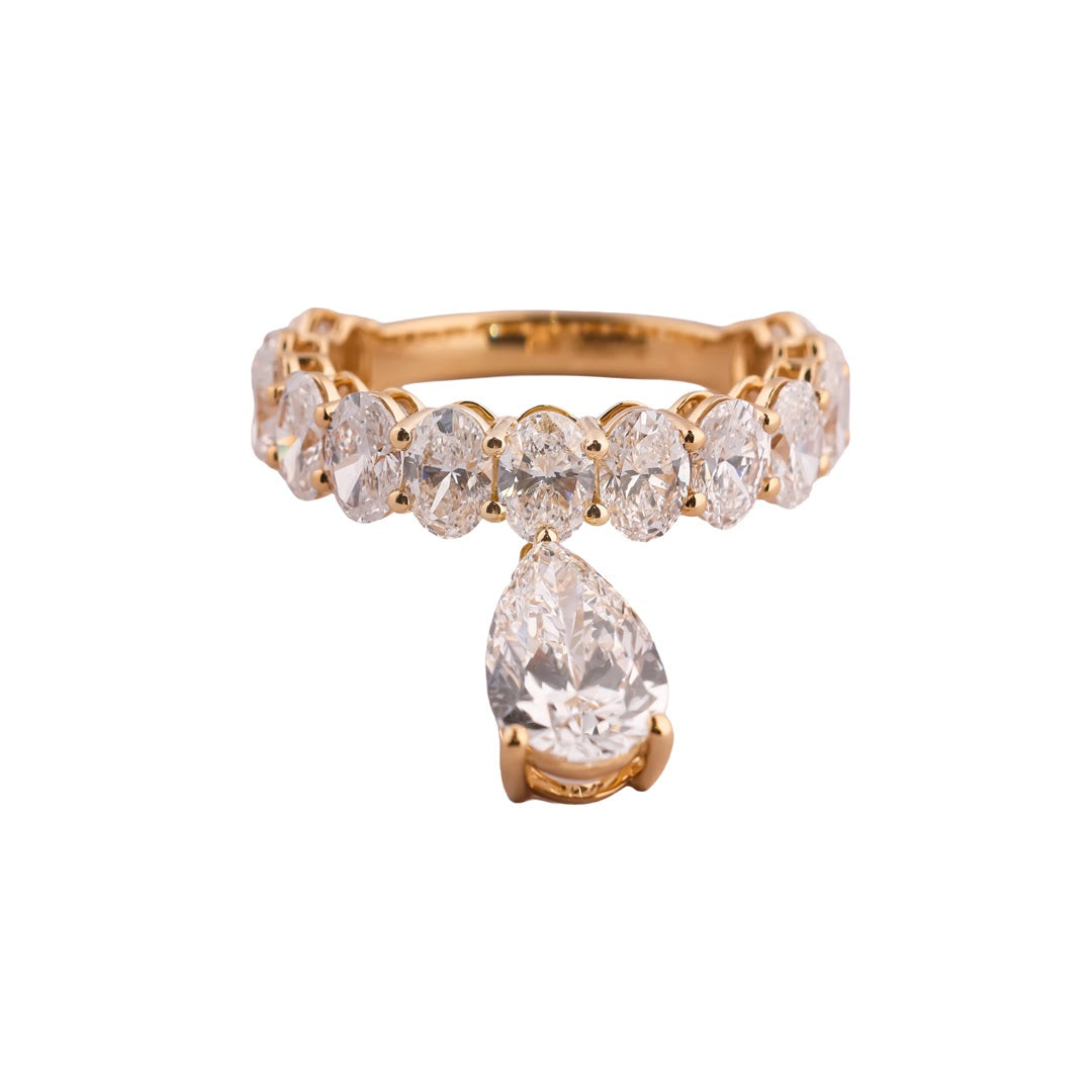 Cascadia Oval Line & Pear Drop Statement Ring — view 1