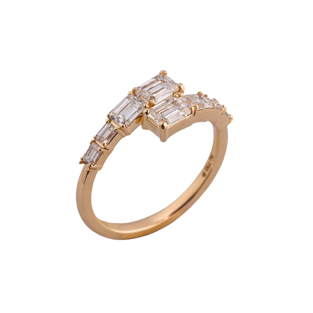 Metro Twin Emerald-Cut Bypass Ring — view 5