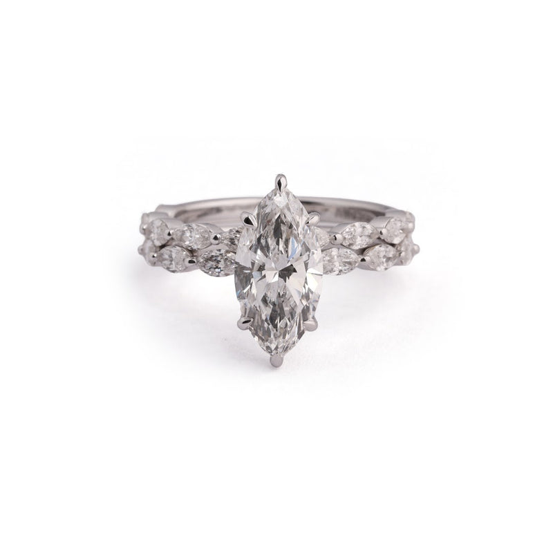 Marquise Contour Lab-Grown Diamond Ring Set - stacked view