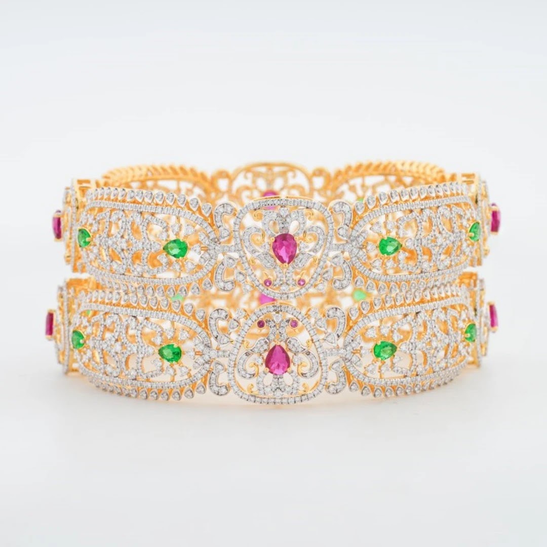 12.041 Ct Mixed-Cut Lab-Grown Diamond with 1.44 Ct Lab-Grown Colourstone Bangle — view 1
