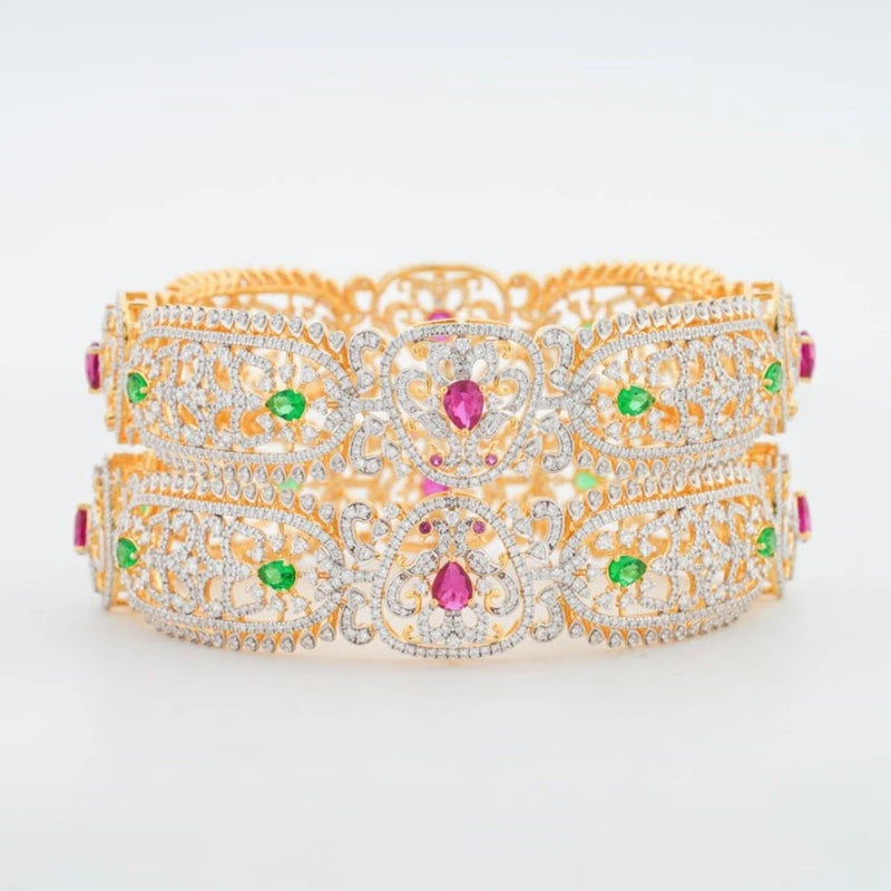 12.041 Ct Mixed-Cut Lab-Grown Diamond with 1.44 Ct Lab-Grown Colourstone Bangle — view 1