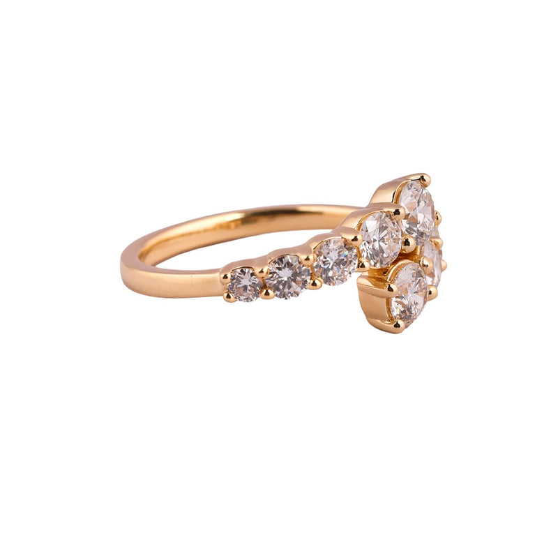 Double Orbit Round Diamond Bypass Ring — view 4