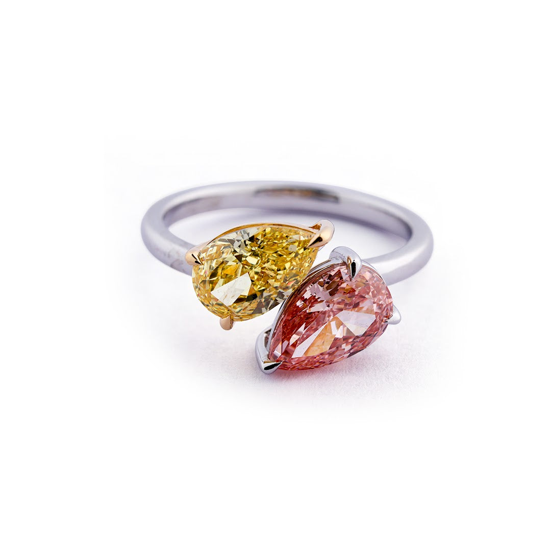 Double Pear Toi et Moi Lab-Grown Diamond Ring - side view