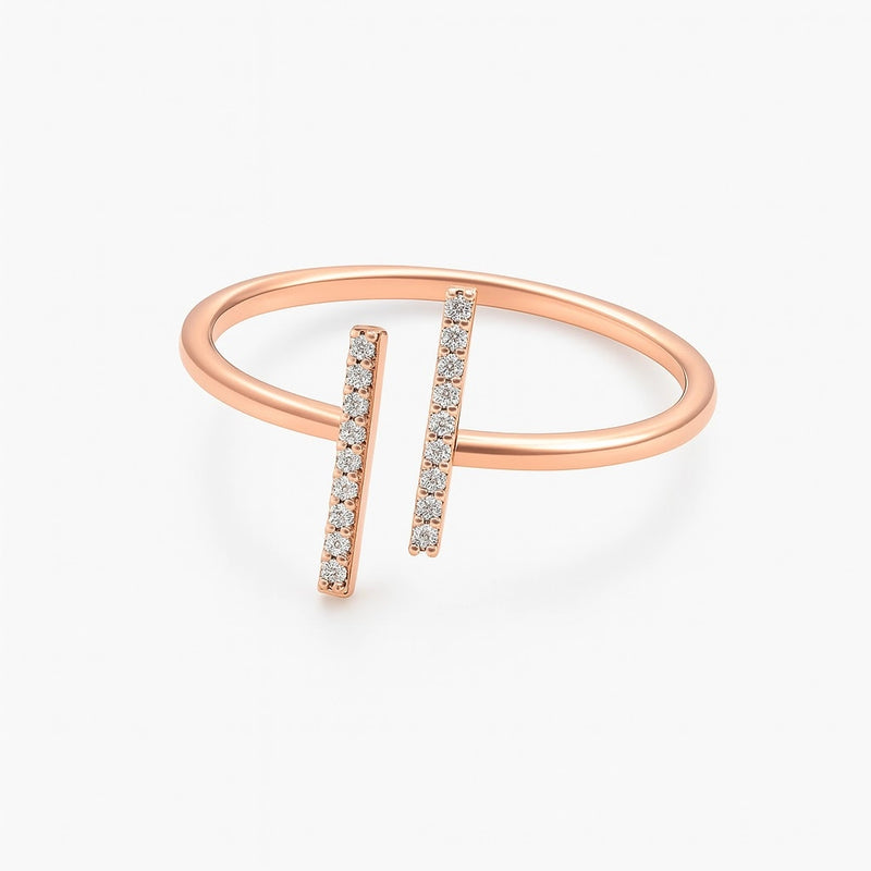 Double-Bar Diamond Ring - detail view