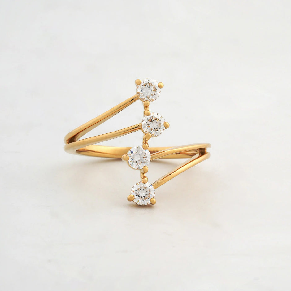 Vector Four-Diamond Open Statement Ring — front view