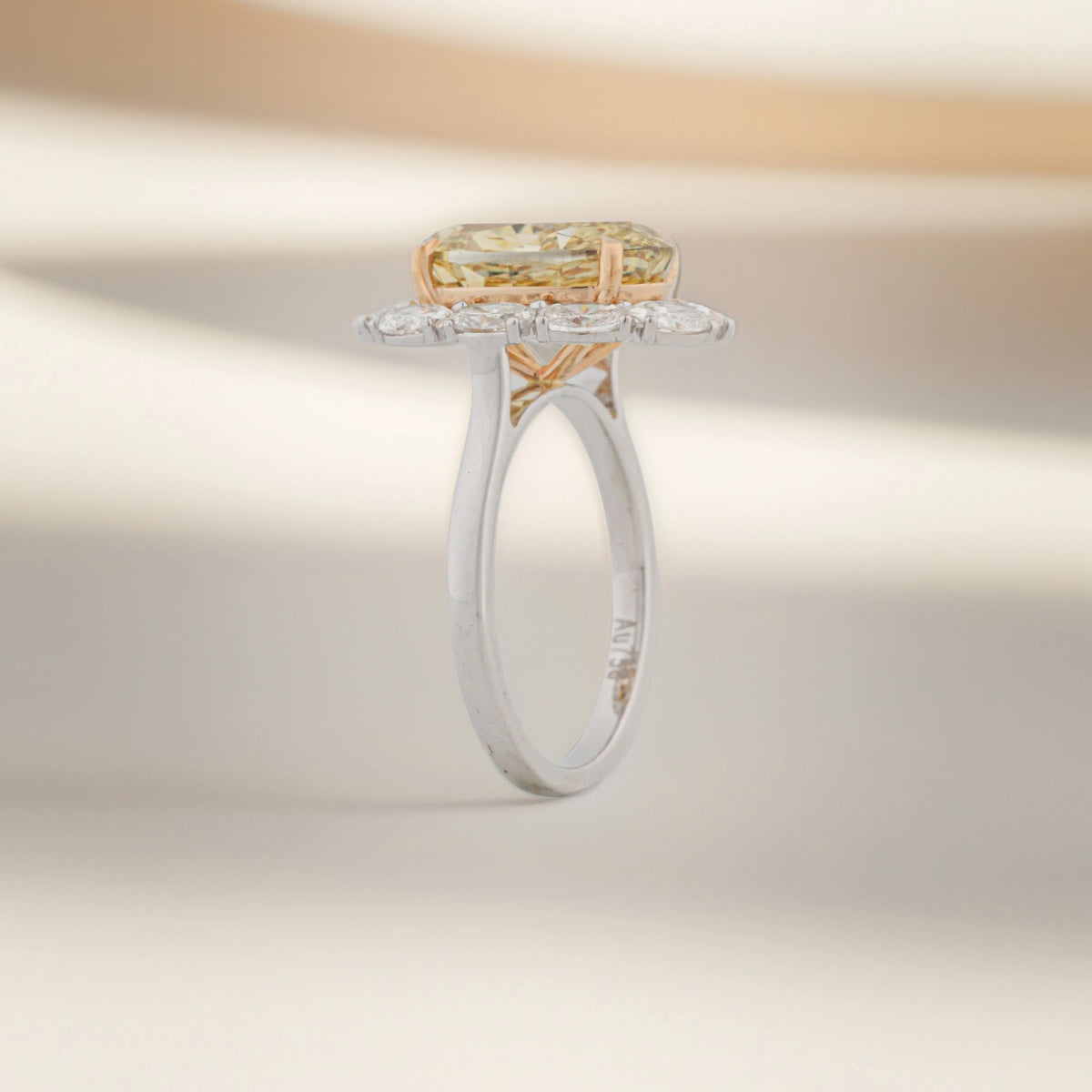 Solara Fancy Oval Halo Diamond Ring — profile view