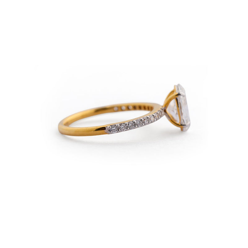 Oval Pavé Shoulder Lab-Grown Diamond Ring - worn view