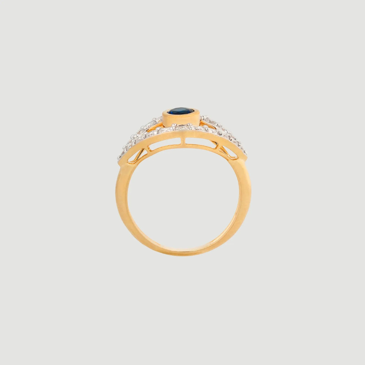 Nocturne Sapphire Pavé Crossover Ring — profile view