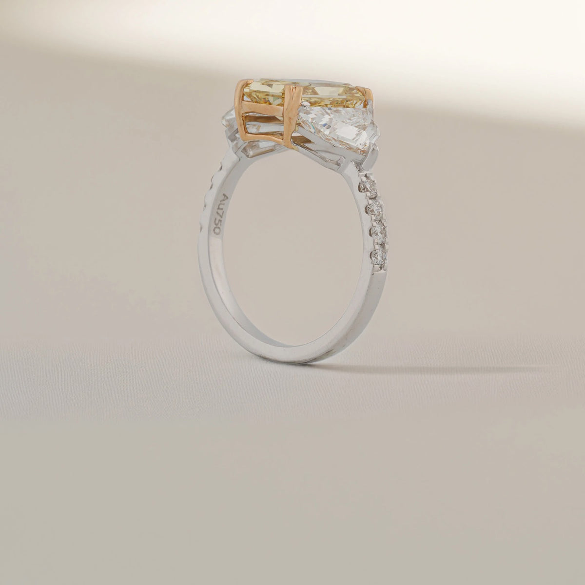 Soleia Fancy Radiant Trapezoid-Side Ring — profile view
