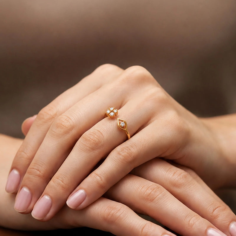 Fleur Duo Open Diamond Ring — worn view