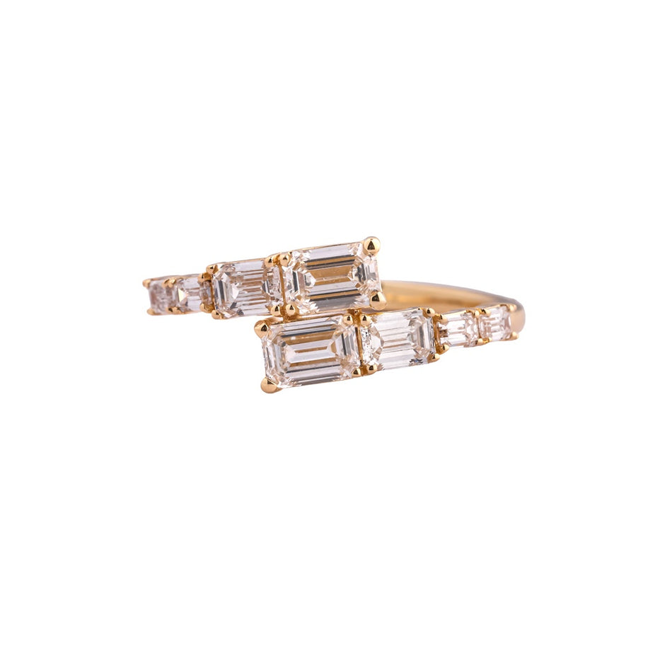 Metro Twin Emerald-Cut Bypass Ring — view 1