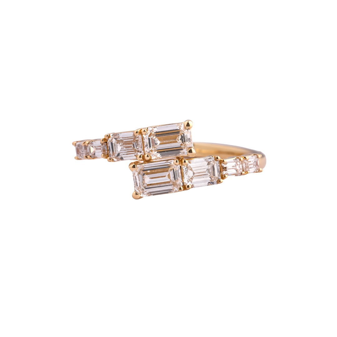 Metro Twin Emerald-Cut Bypass Ring — view 1
