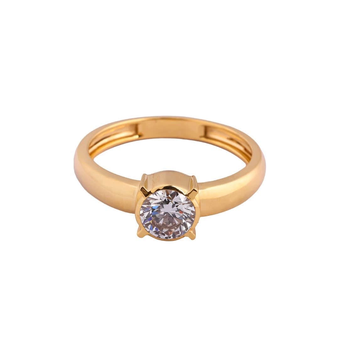 Classic Round Semi-Bezel Solitaire Ring — view 3