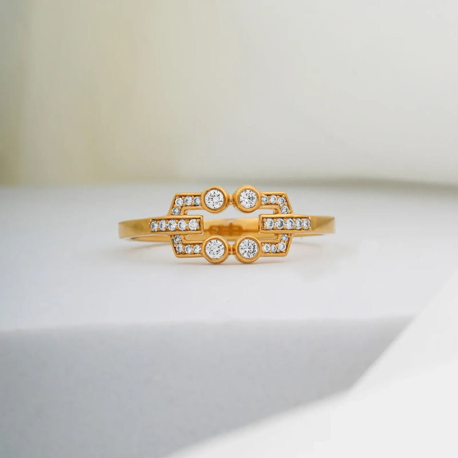 Celeste Triple-Line Bezel Diamond Band — front view