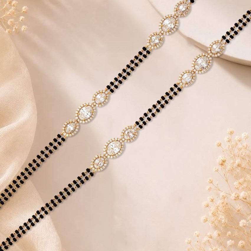12.78 Carat Lab-Grown Diamond Mangalsutra Chain with Black Beads for Women - view 3