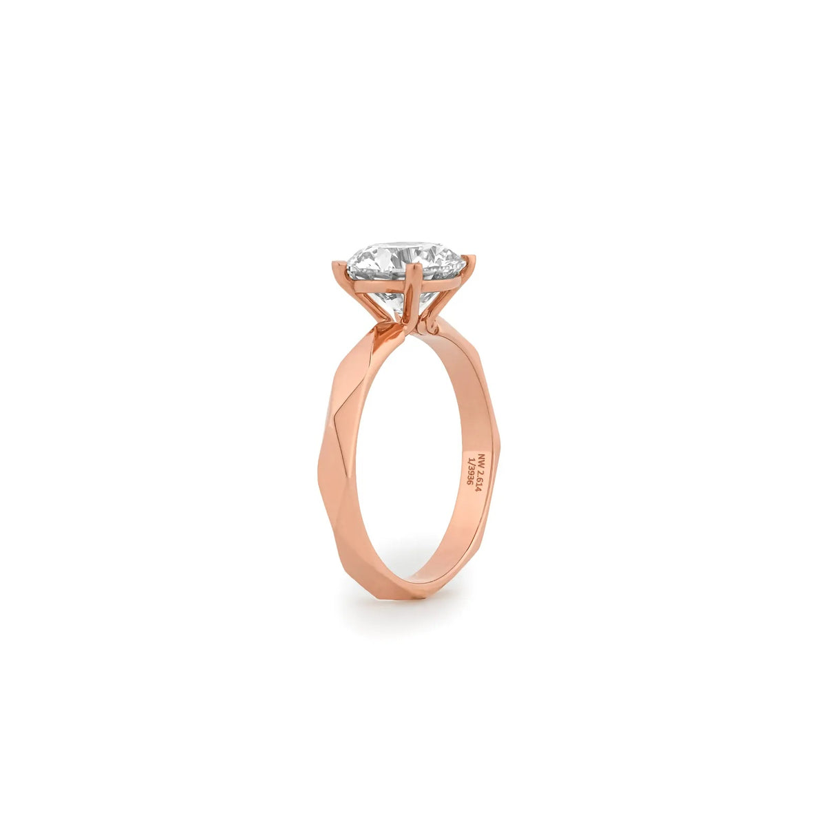 Facet Round Solitaire Tapered Band Ring — profile view