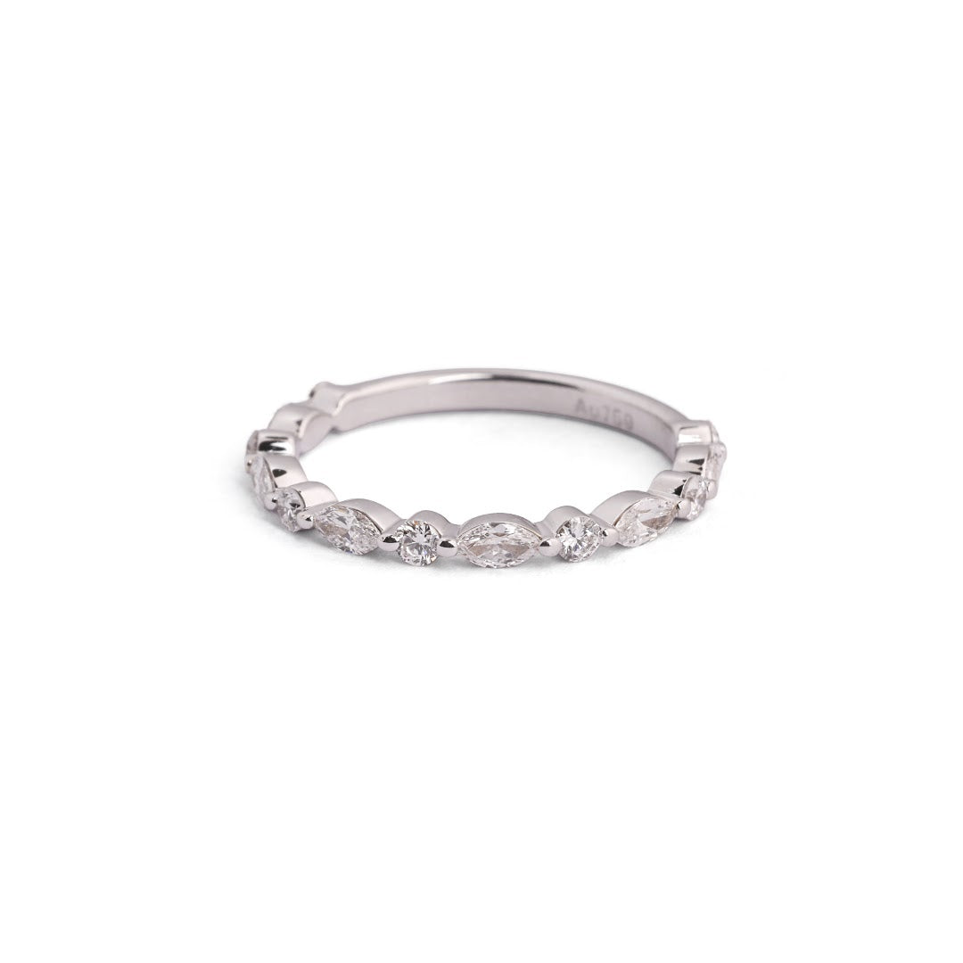 Oval Contour Lab-Grown Diamond Ring Set - front view