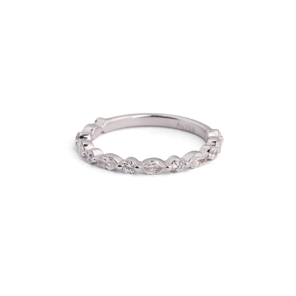 Oval Contour Lab-Grown Diamond Ring Set - front view