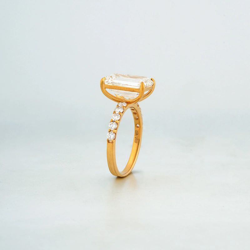 Arden Emerald-Cut Pavé Solitaire Ring — profile view