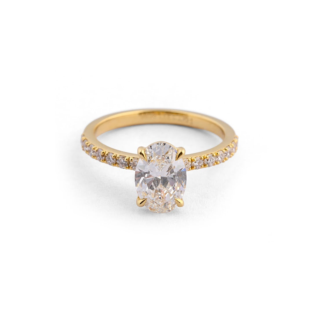 Oval Pavé Solitaire Lab-Grown Diamond Ring - side view