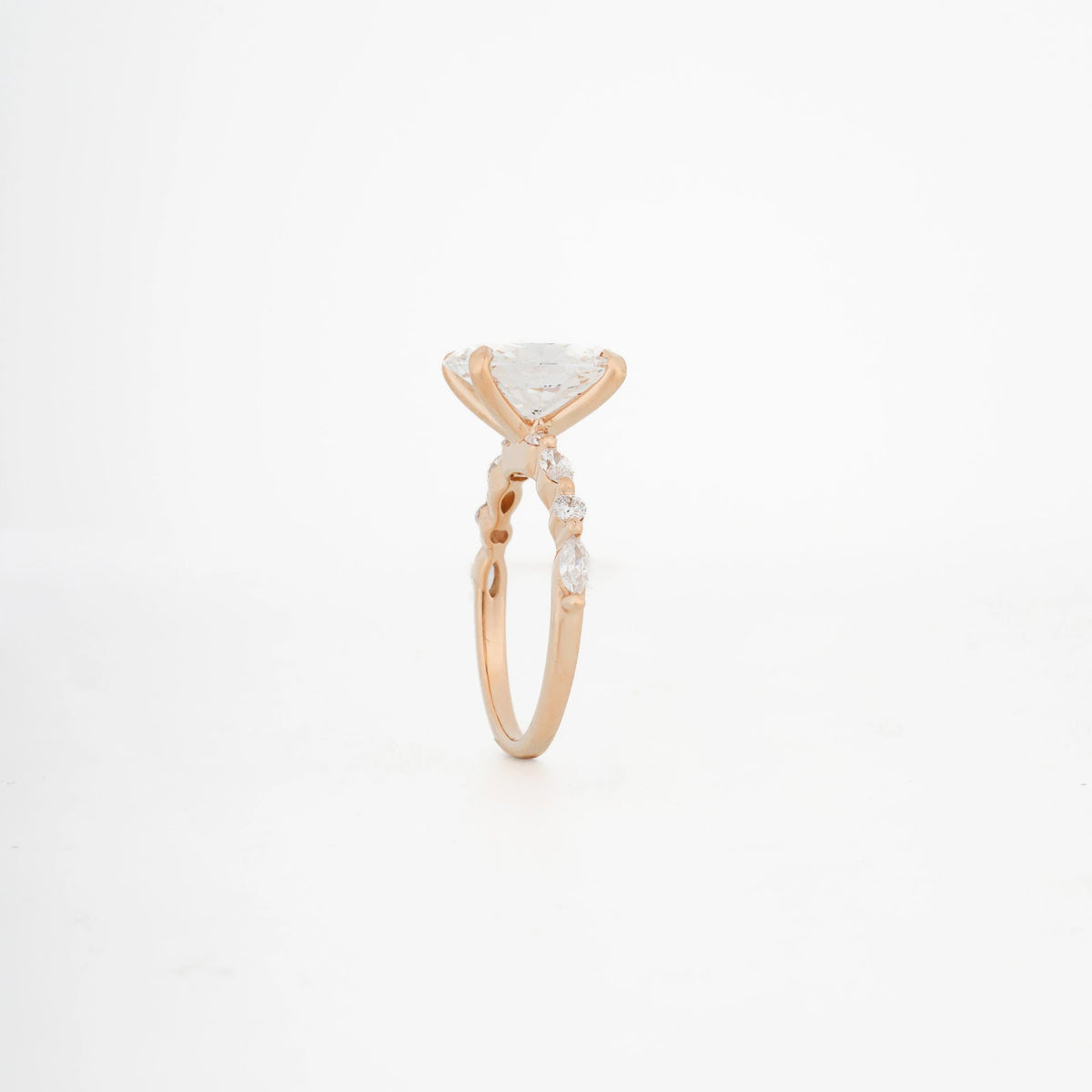 Mira Oval Petal-Side Diamond Ring — profile view