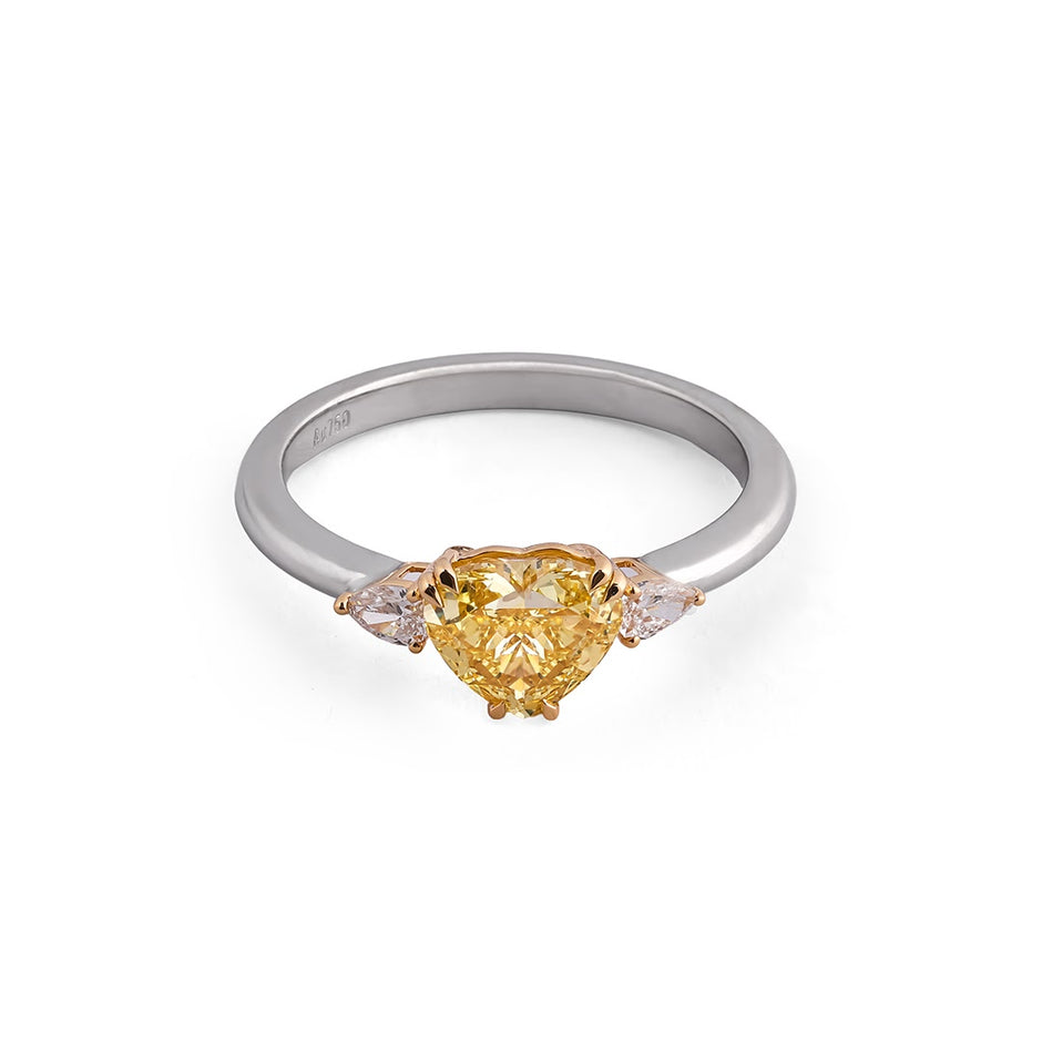 Solenne Heart & Pear Three-Stone Ring — view 2