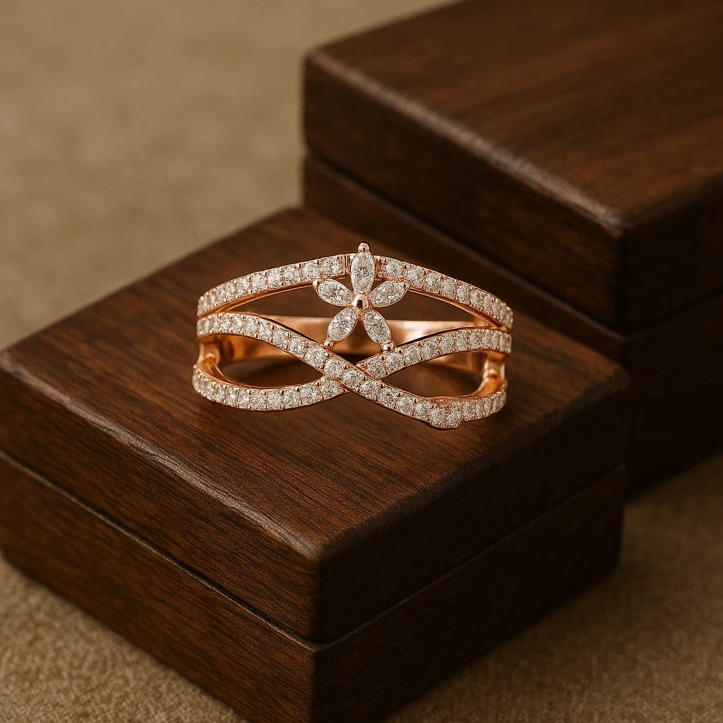 Infinity Marquise Crossover Pavé Ring — editorial view