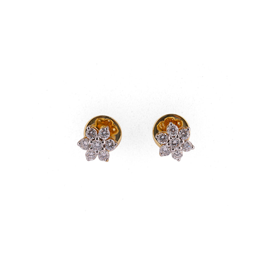 Roselle Petite Bloom Floral Cluster Diamond Stud Earrings