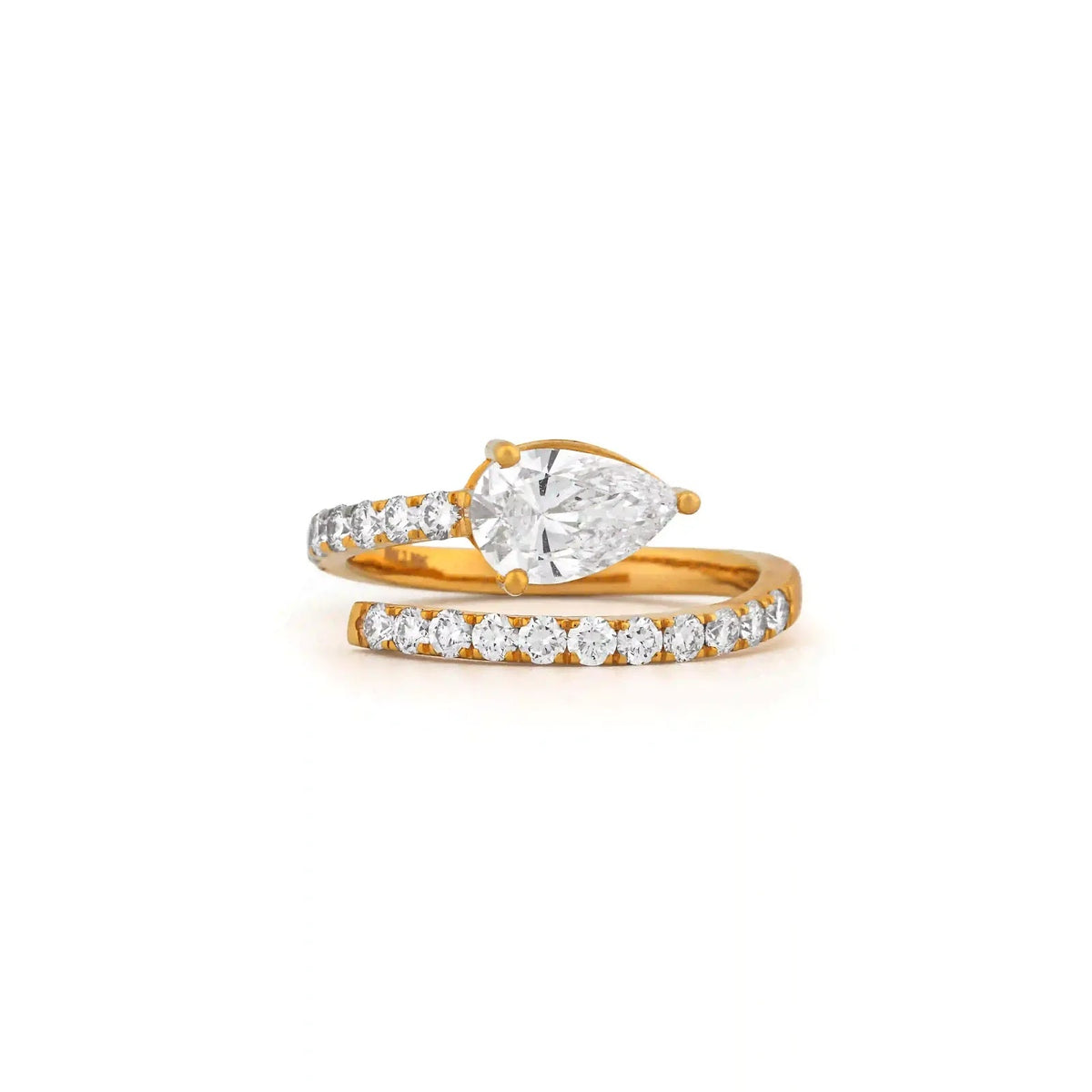 Lunelle Pear Solitaire Curved Stack Ring Set — front view