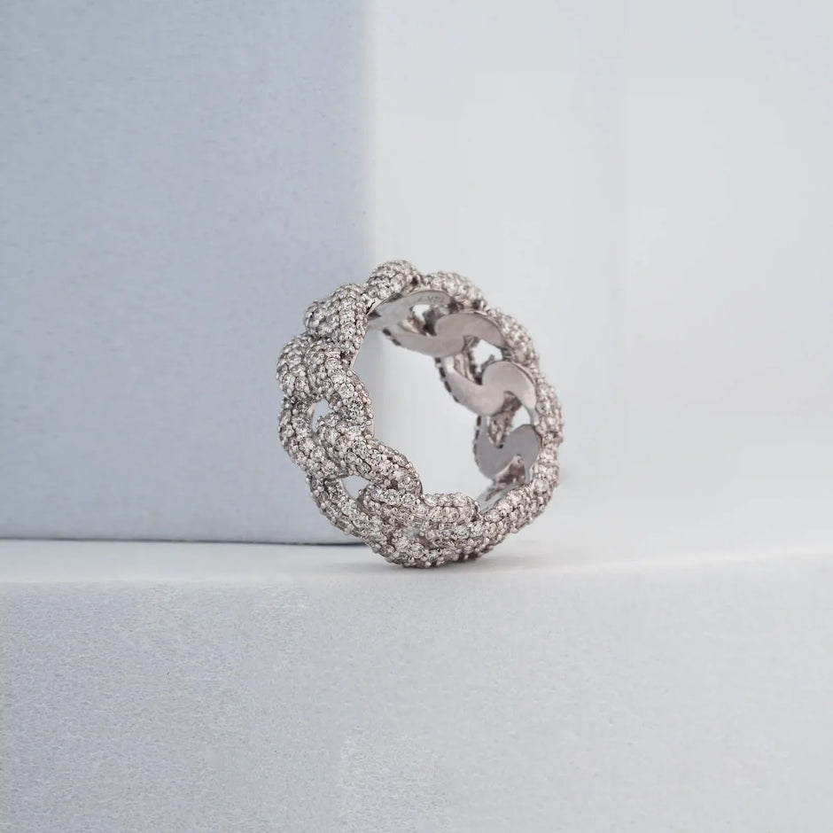 Corsa Pavé Chain-Link Diamond Band — front view