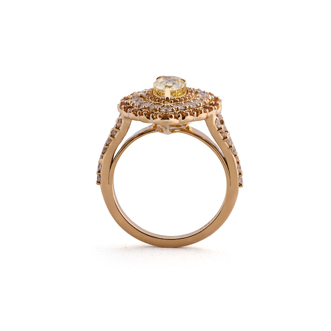 Saffron Royale Pear Halo Cocktail Ring — view 4