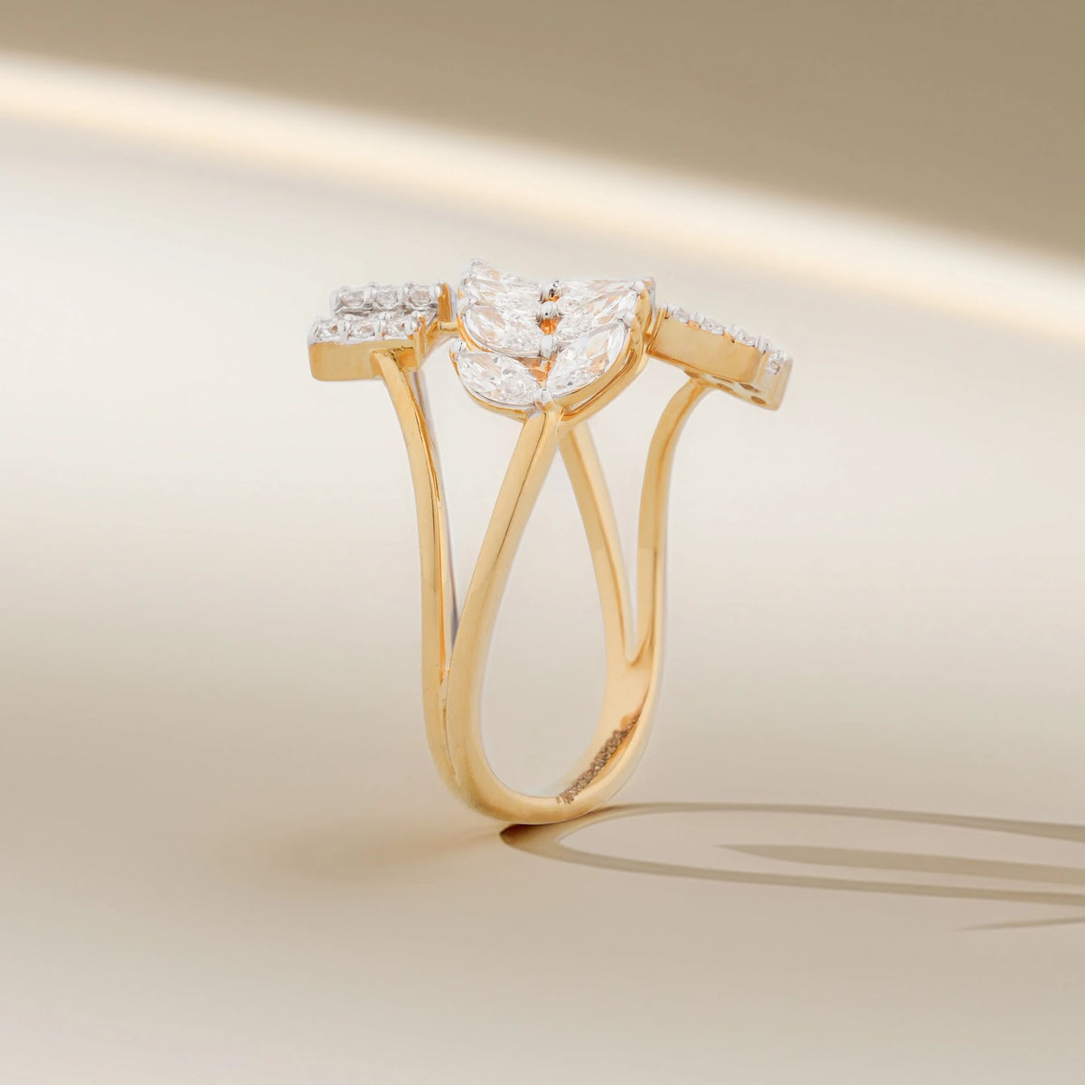 Mosaic Multi-Shape Diamond Cluster Ring — profile view