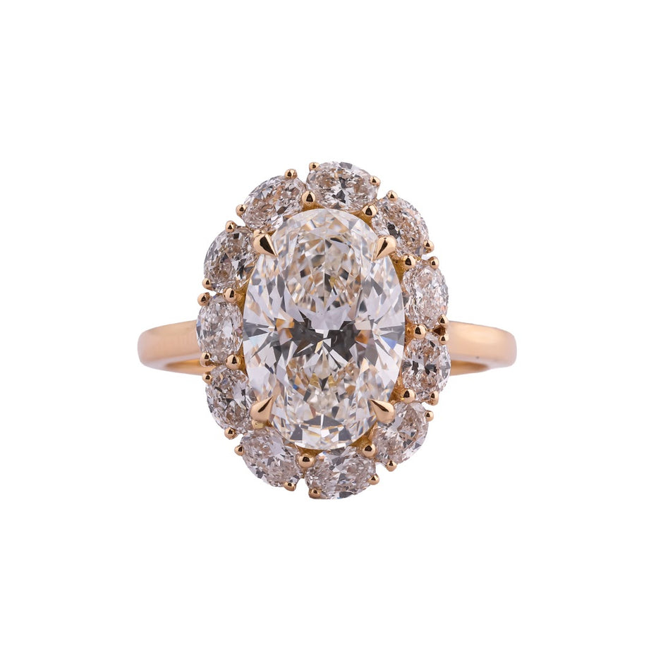 Grand Oval Petal Halo Cocktail Ring — view 1