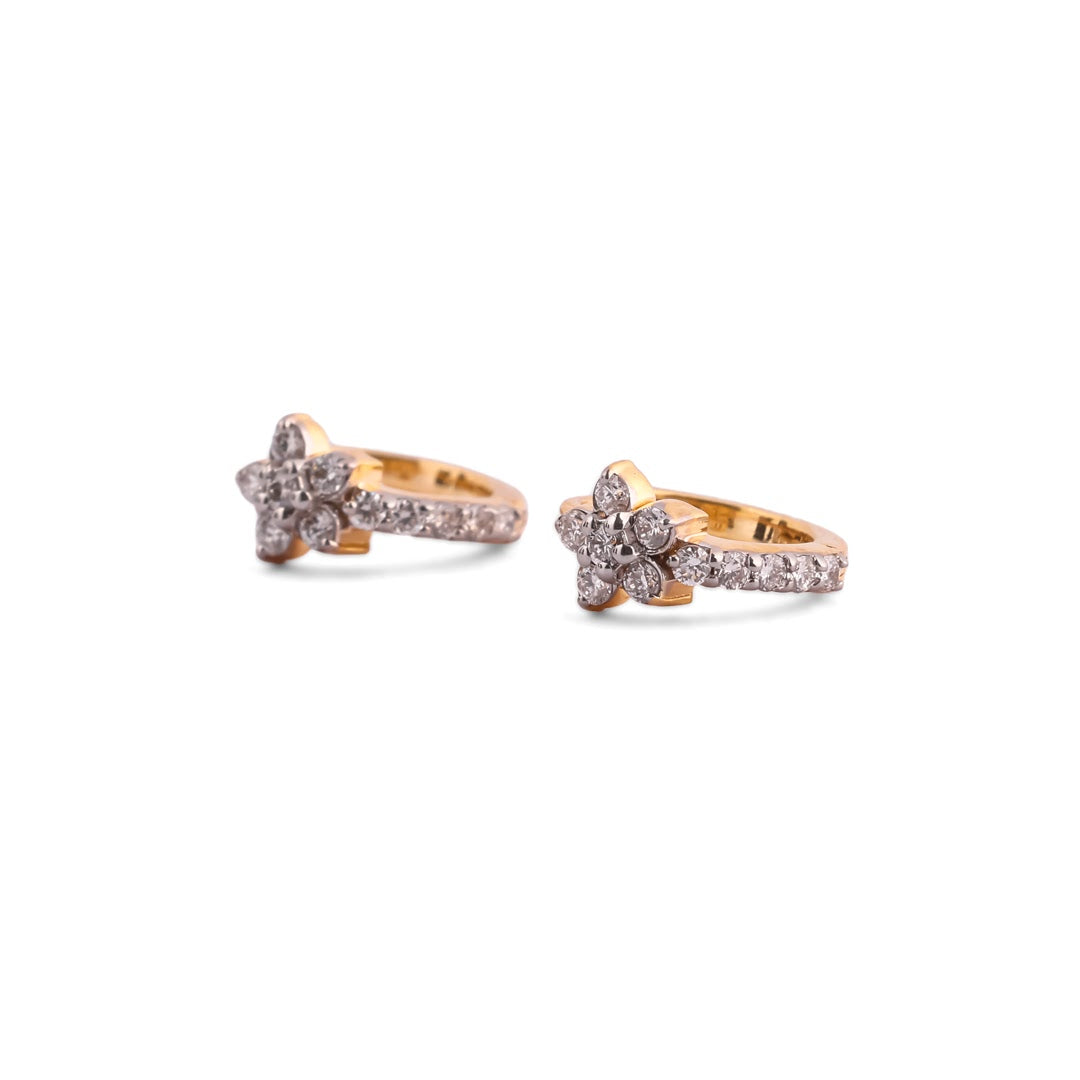 Florielle Grace Floral Cluster & Pavé Diamond Huggie Earrings – view 3