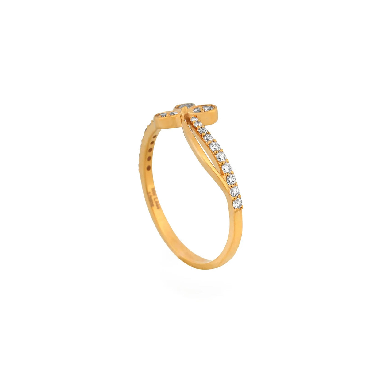 Iris Double-Arc Floral Bypass Ring — profile view