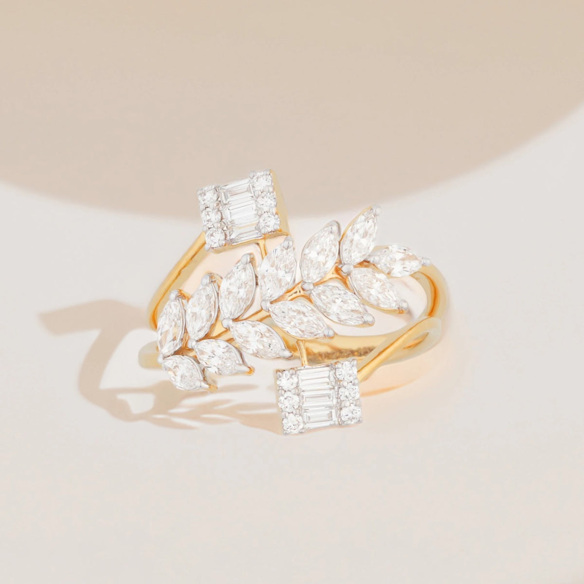 Mosaic Multi-Shape Diamond Cluster Ring — angled view